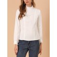 thumbnail image 2 of Tops Allegra K de Algodón de Ganchillo de Encaje Manga Larga Cuello Volante para Mujer Blanco XL, 2 of 6