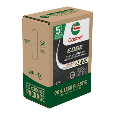 Castrol EDGE 5W-20 Advanced Full Synthetic Motor Oil, 5 Quarts Eco Pack