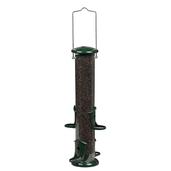Comedero para pájaros Audubon Finch, tubo metálico con forma de cardo, 700 g de capacidad