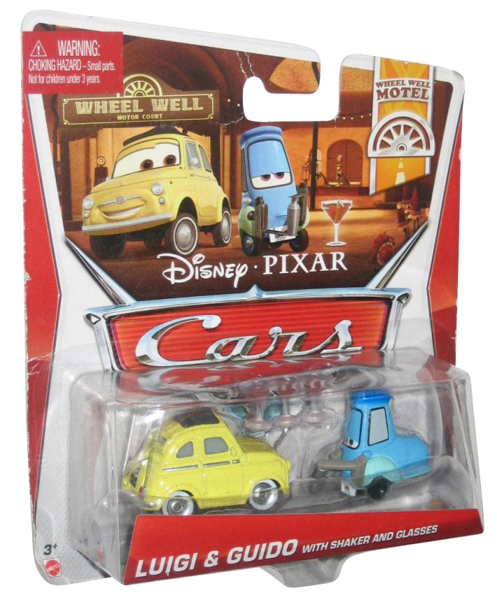 2013 Disney Cars Die Cast Wheel Well Motel Luigi Guido Shaker Glasses No Card 