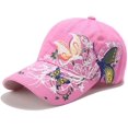 thumbnail image 1 of Women's Baseball Cap Lady Butterfly Flower Embroidery Design Fashion Hat Adjustable Breathble, 1 of 6