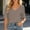 Khaki, variant on Womens Tshirts Solid Elbow-Length Sleeve V Neck Loose Breathable Top Womens Blouses Blue XL