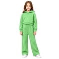 thumbnail image 2 of Girls Boys Classic 2pcs Sweatsuit Fleece Tracksuit Pullover Hooded Sweatshirts and Drawstring Wide Leg Sweatpants Activewear, 2 of 8