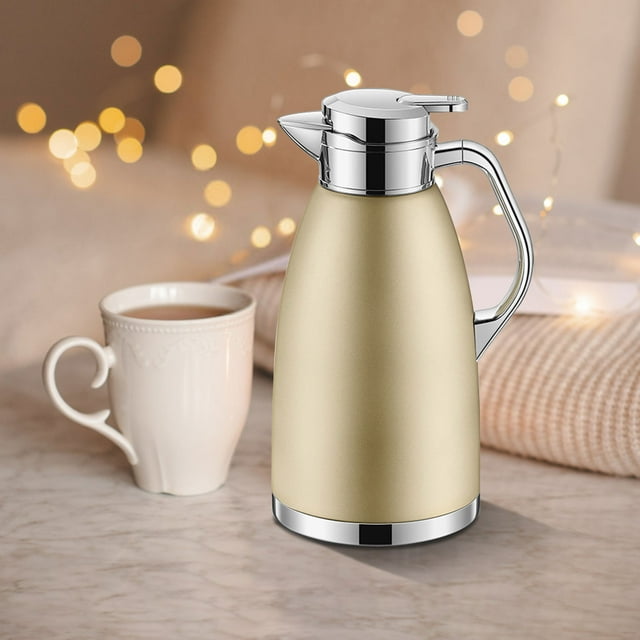 Birdeem Stainless Steel Thermal Carafe, Insulated Coffee Carafe with Built-in Filter, Leak-Proof Large Capacity Vacuum Insulated Beverage Server for Hot and Cold Drinks