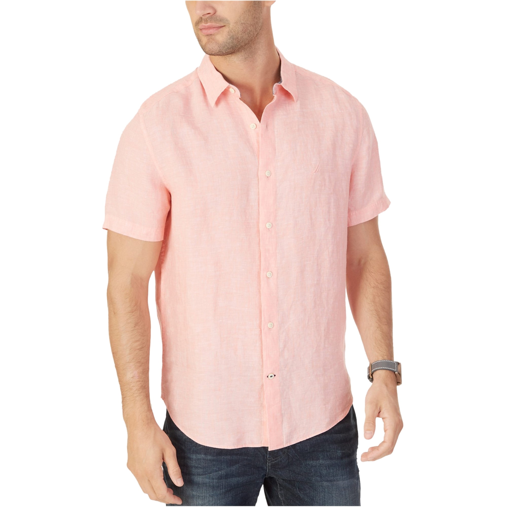 Nautica - Nautica Mens Linen Button Up Shirt, Pink, XX-Large - Walmart ...