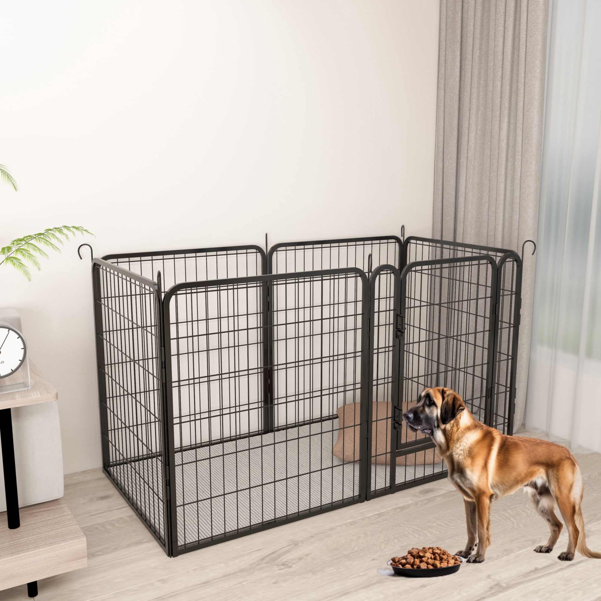 6 Panels Metal Dog Playpen with door,31.7"H Dog Fence Pet Exercise Pen for Outdoor, Indoor