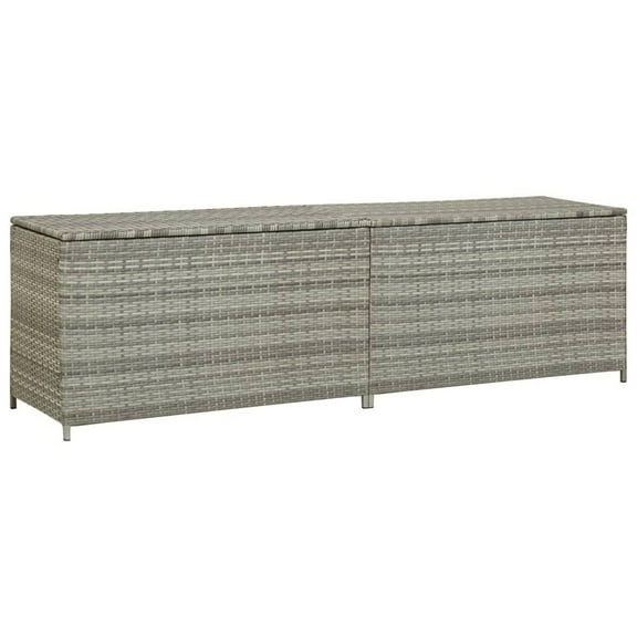 Outdoor Storage Cabinet, 79 Inch Light Gray Poly Rattan and Metal