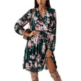 thumbnail image 2 of Sunloudy - Vestido de manga larga para mujer, estilo vintage, con estampado de flores, cuello en V, plisado, de longitud media, con cinturón Sunloudy S M L XL, 2 of 5
