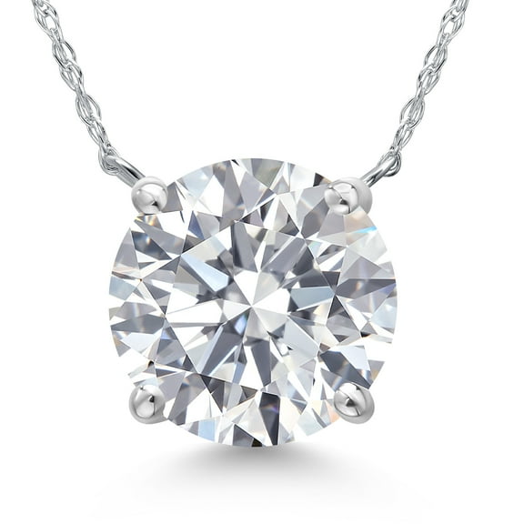 Gem Stone King 5.00 Ct IGI Certified Lab Grown Diamond Pendant Necklace for Women in 14K White Gold | Round Cut | E-F Color | VS1-VS2 Clarity | With 18 inch Chain