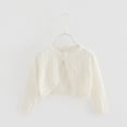 thumbnail image 4 of hengsof Girls Hollowed-Out Open Front Bolero Shrug Kids Solid Color Long Sleeve Cropped Elegant Cardigan Knit Sweater, 4 of 5