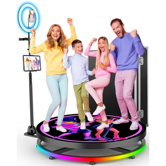 360 Photo Booth Machine for Parties with Ring Light Stand on Remote Control