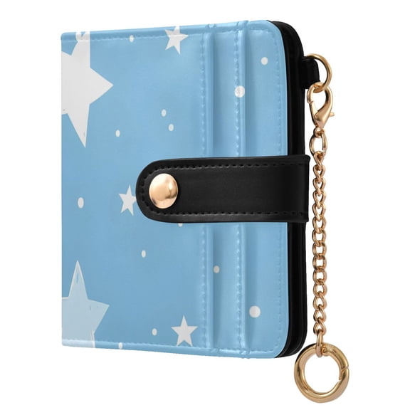 Lovely Star Pattern Women's Wallet PU Leather Card Cases RFID Blocking Purse Billfold with Key Ring