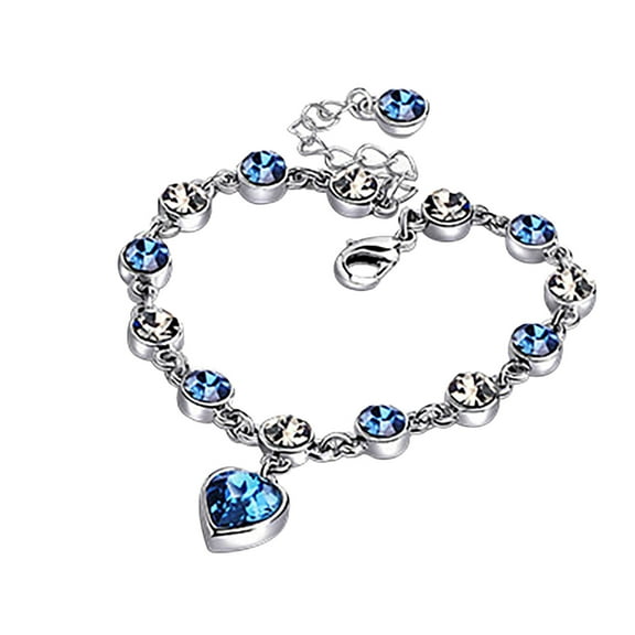 Wioihee Plated Romantic Crystal Bracelet Female Heart-shaped Blue Crystal Bracelet Jewelry