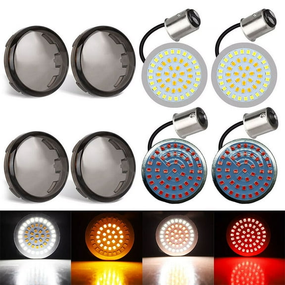 1157 Front 1156 Rear LED Bullet Turn Signal Lights Smoke Lens Fit for Harley  