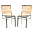 thumbnail image 2 of SAFAVIEH Koda Outdoor Stackable Patio Chair, Black/Brown, Set of 2, 2 of 5