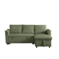thumbnail image 6 of L-Shaped Corduroy Modular Sectional Couch with Chaise Lounge, Pull-Out Bed, Convertible Sleeper Sofa Bed with Storage for Living Room, Green, 6 of 7