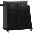 thumbnail image 1 of Black Rolling Kitchen Island Cart with 3-Tier Spice Rack & Storage - Compact Kitchen Storage Solution for Dining Room & Pantry - 35"W x 17.75"D, 1 of 7