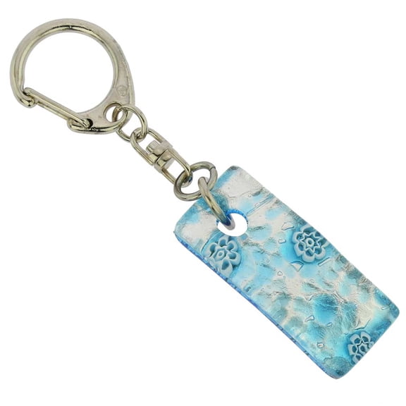 GlassOfVenice Murano Glass Colors Stick Keychain - Aqua Silver