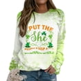 thumbnail image 2 of ASFGIMUJ Women Holiday Round Neck Long Sleeve All Print Four Leaf Hoodless Hoodies Sweatshirt Tops,Size XL, 2 of 5