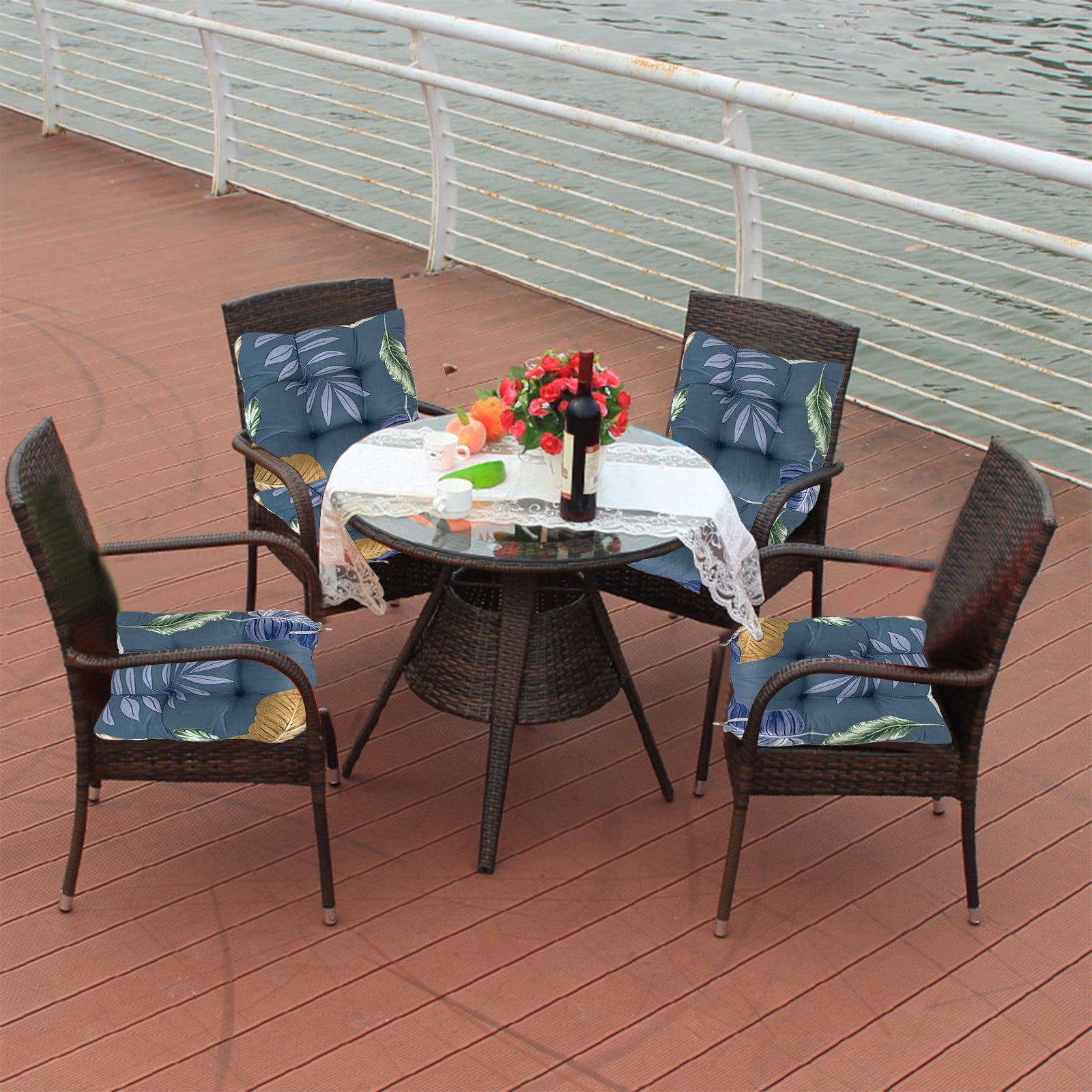 Wzzjkit Patio Chair Cushions, Thickened Outdoor Chair Cushion, Printed Seat Cushion for Patio Sitting 17x17/17x21in 2 Pack