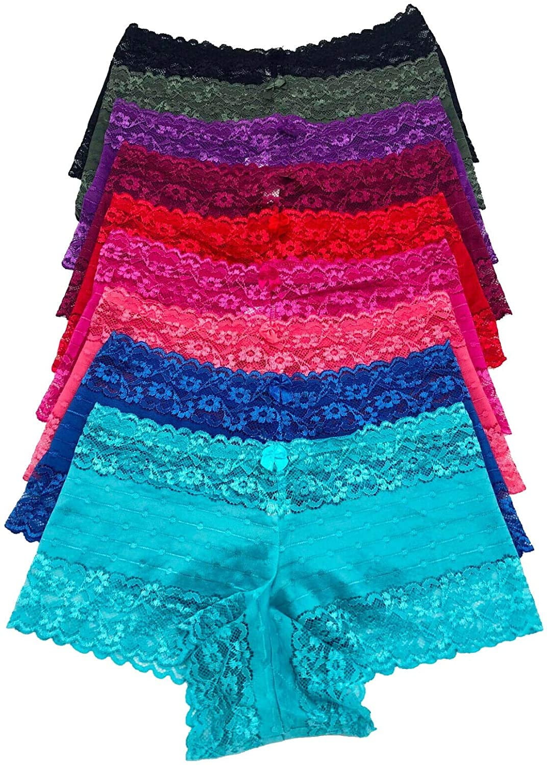 Iheyi Iheyi 6 Pack of Women's Regular & Plus Size Lace Boyshort