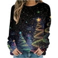 thumbnail image 2 of Craaazy Women's Christmas Colorful Print Shirts Round Neck Loose Long Sleeve Sweatshirt Top Gifts, 2 of 5