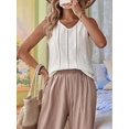 thumbnail image 4 of Linen Tank Tops for Women Summer Casual Loose V Neck Sleeveless Shirts Blouses Tunic Tops White L, 4 of 9
