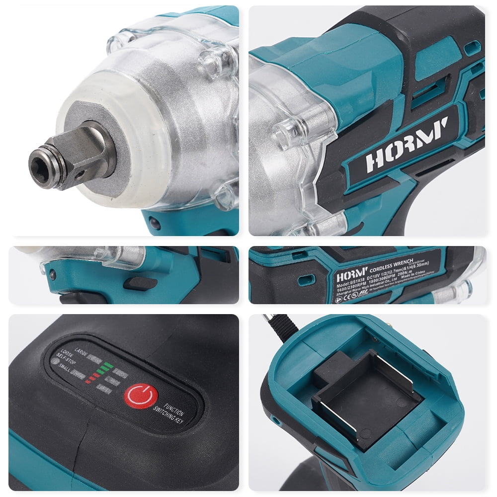Hormy Cordless Impact Wrench, 1/2 inch Wrench with Two 2.0Ah Batteries 18V Brushless Motor & LED Lighting for Home Car Tire Lug Nut Removal Tool
