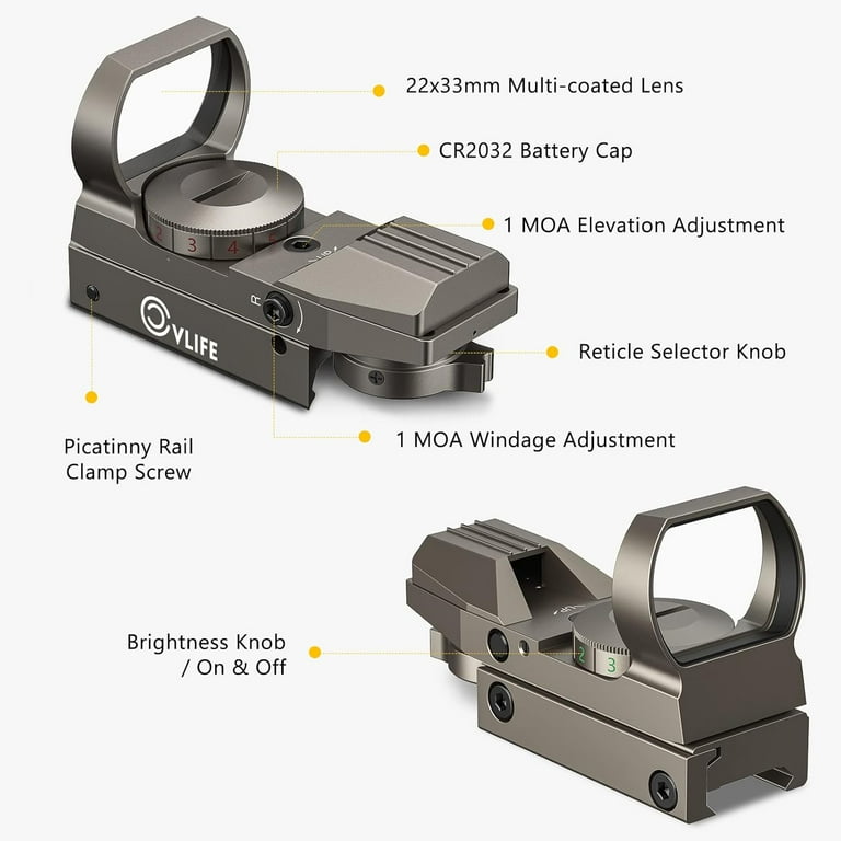 CVLIFE Red Green Dot Sight with 20mm Rail for Hunting and Outdoor