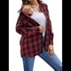 thumbnail image 1 of Camisas de Franela con Botones para Mujer, Camisas A Cuadros de Larga, Blusa Informal de Negocios Rojo XL, 1 of 9