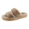thumbnail image 2 of Women's Plush Slippers Soft Shoes Non Slip House Shoes Warm, Fashion with Two Band Open Toe Slides, Fuzzy for Girls Lady Women Indoor Outdoor 35, 2 of 8
