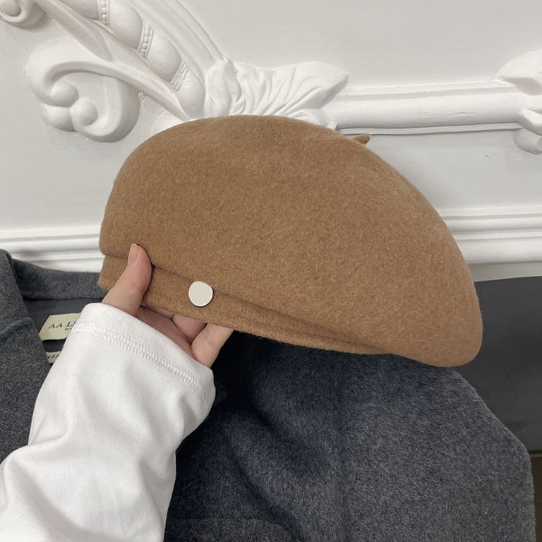 6947 2 Pieces Beret Hat Women French Wool Beret Solid Color Beret Cap (us, Wool French Beret Hat Solid Color Beret Cap for Women and  main image 4