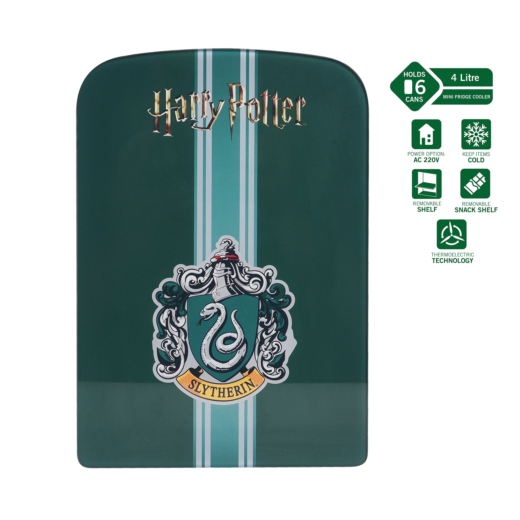 Harry Potter Slytherin 4L Mini Refrigerators with Thermoelectric Cooling, 4.4 lb