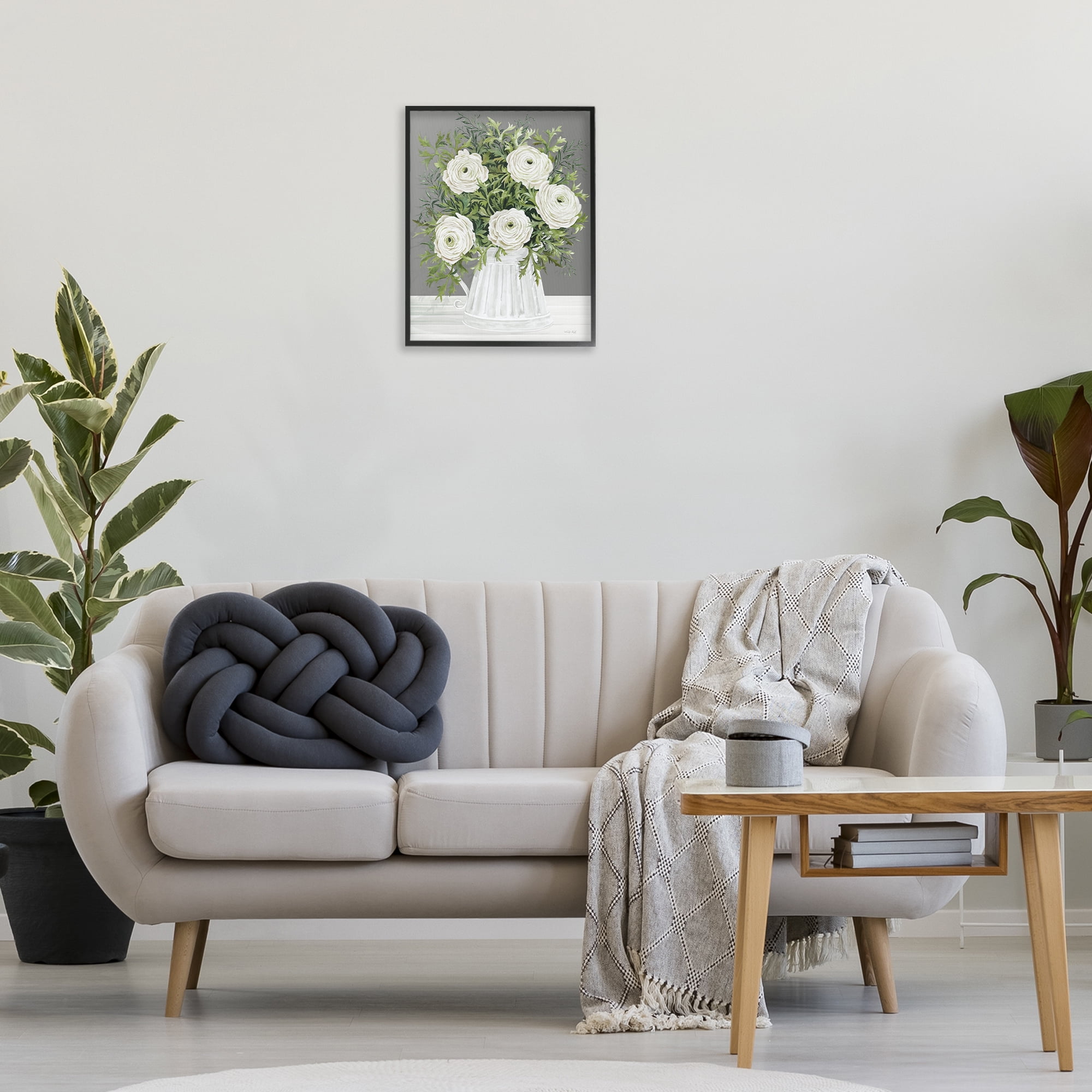 Stupell Industries Peonies in Country Vase Botanical & Floral Painting Black Framed Art Print Wall Art, 16 x 20