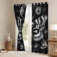 thumbnail image 3 of Homewish Goth Skull Moths Kitchen Curtains,Vintage Flowers Black Out Curtains Pack of 2 (42x63 Each),Black Gray,Halloween Living Room Curtains, 3 of 6