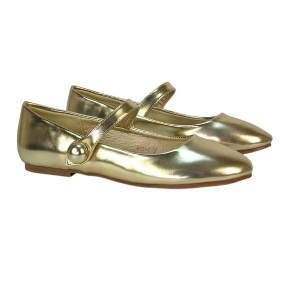 XY London Womens Joanna Metallic Closed Toe Flat Mary Janes