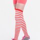 thumbnail image 4 of Medias navideñas rojas y blancas con rayas hasta el muslo, por encima de la rodilla, para mujeres y niñas (talla única), 4 of 5