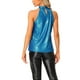 thumbnail image 3 of INSPIRAR CHIC Brillantes Sin Mangas Halter Tops para Mujeres Fiesta Club Cóctel Camiseta Top Camisola XS Azul, 3 of 5