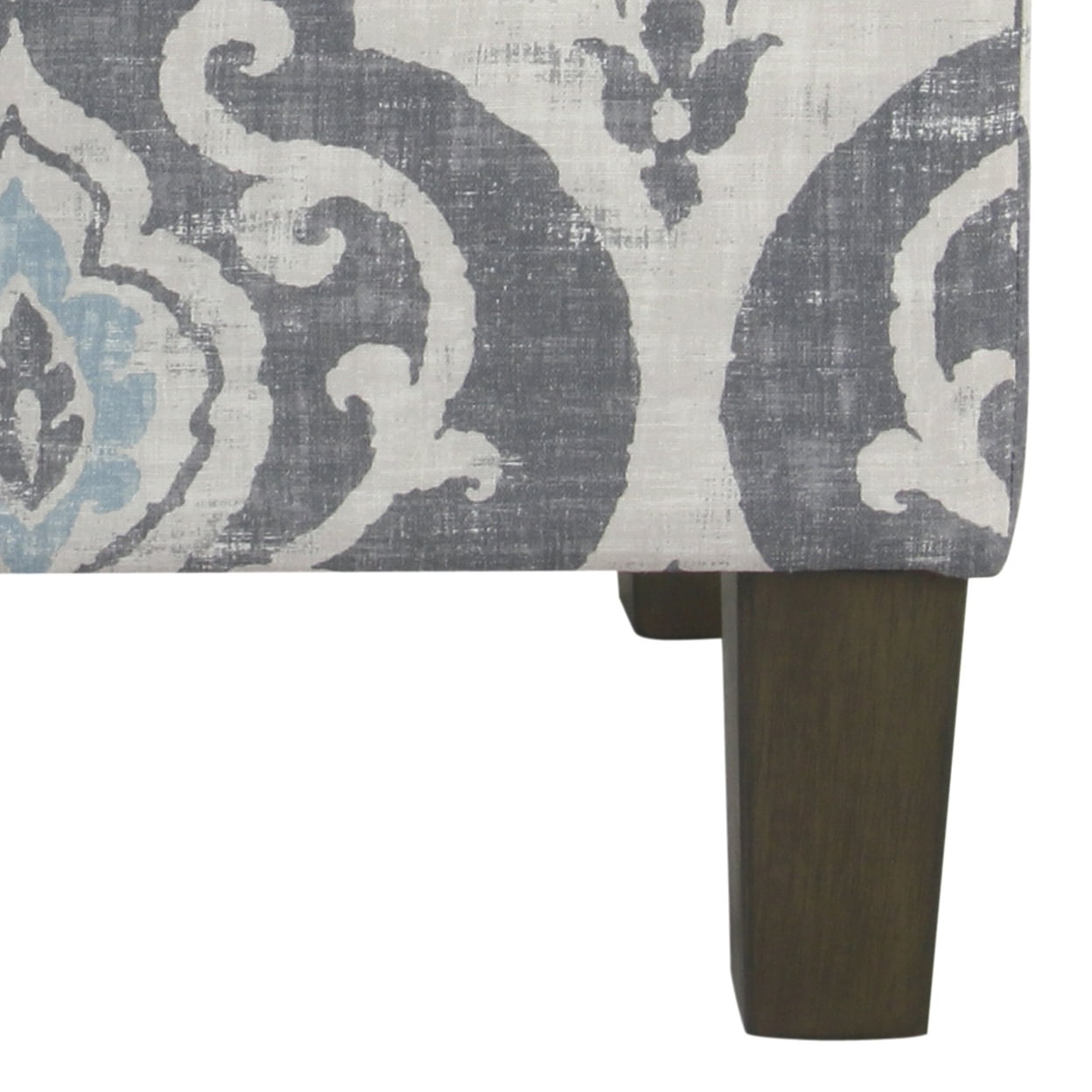 HomePop Suri Transitional Fabric Storage Ottoman with Slate Pattern in Blue