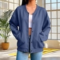 thumbnail image 5 of BRGZLK Button Down Sweatshirt Jacket for Women Casual Trendy Long Sleeve Open Front Cardigan Sweatshirts with Pockets Fall Winter Oversized Outfits 2026 Navy XL, 5 of 9