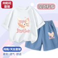 thumbnail image 3 of Sanrio Anime Kawaii Hellokittys Kuromi Tencel conjunto de ropa para niños ropa deportiva de verano para niñas ropa cómoda para niños ropa de descanso para niños, 3 of 5