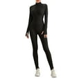 thumbnail image 1 of SUNSIOM Combinaison pour Femmes, Manches Longues Col Montant Zippée Unie Coupe Ajustée Barboteuse Décontractée pour Dames, 1 of 6