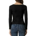 thumbnail image 3 of INSPIRE CHIC Women's Pullover Sweater Slim Fit Long Sleeve Sweetheart Neck Knit Sweaters M Black, 3 of 5