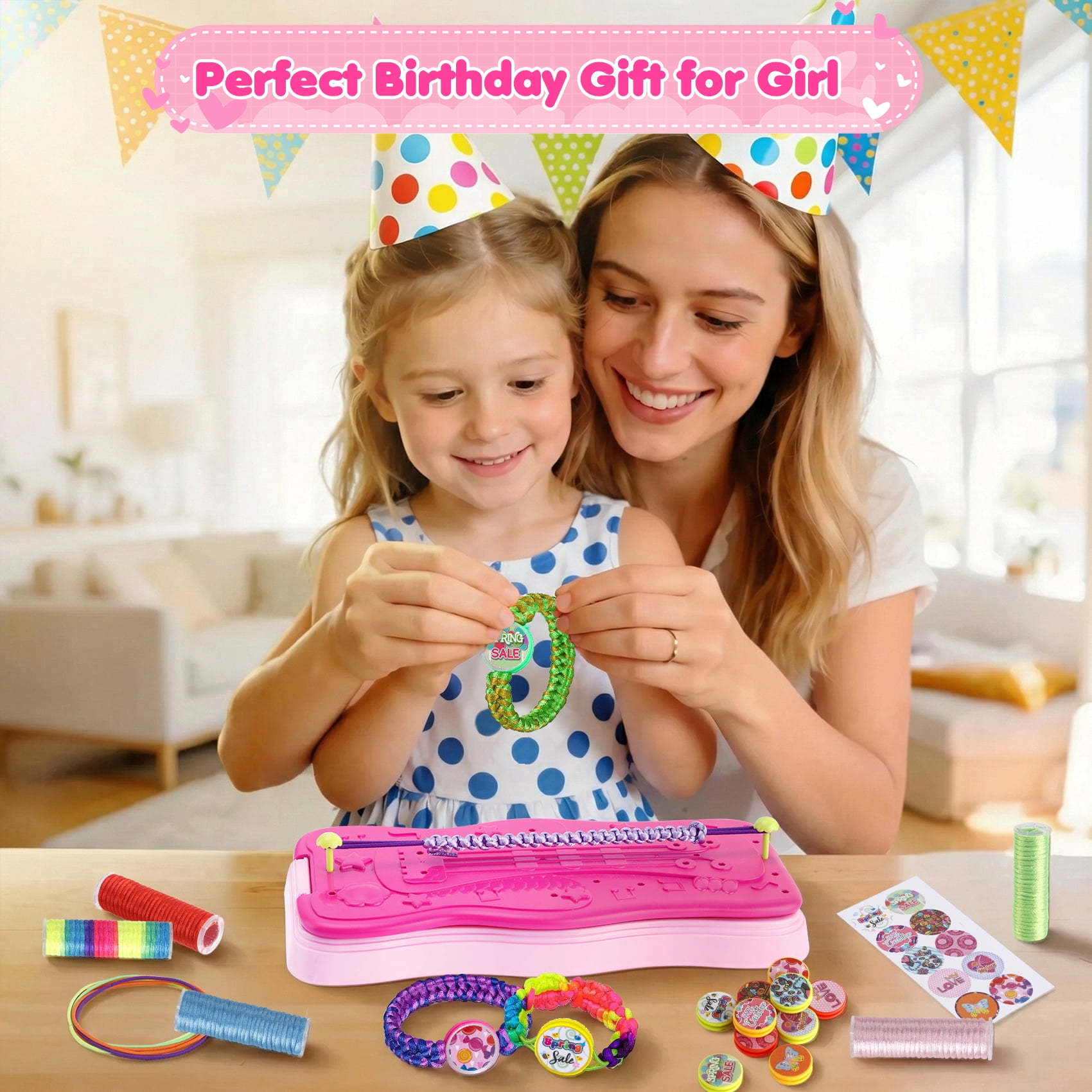 HiberyHom Friendship Bracelet Making Kit for Girls, DIY Arts and Crafts Kit for Kids, Birthday Gifts Party Activity Toys Set for Teen Girl