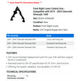 thumbnail image 2 of Front Right Lower Control Arm - Compatible with 2019 - 2024 Chevy Silverado 1500 2020 2021 2022 2023, 2 of 2