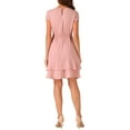thumbnail image 3 of INSPIRE CHIC Women's Crew Neck Cap Sleeve A-Line Layered Ruffled Mid-Length Dress, 3 of 4