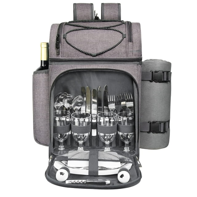 Mochila Canasta de Picnic Hap Tim para 4 Personas con Refrigerador y Manta