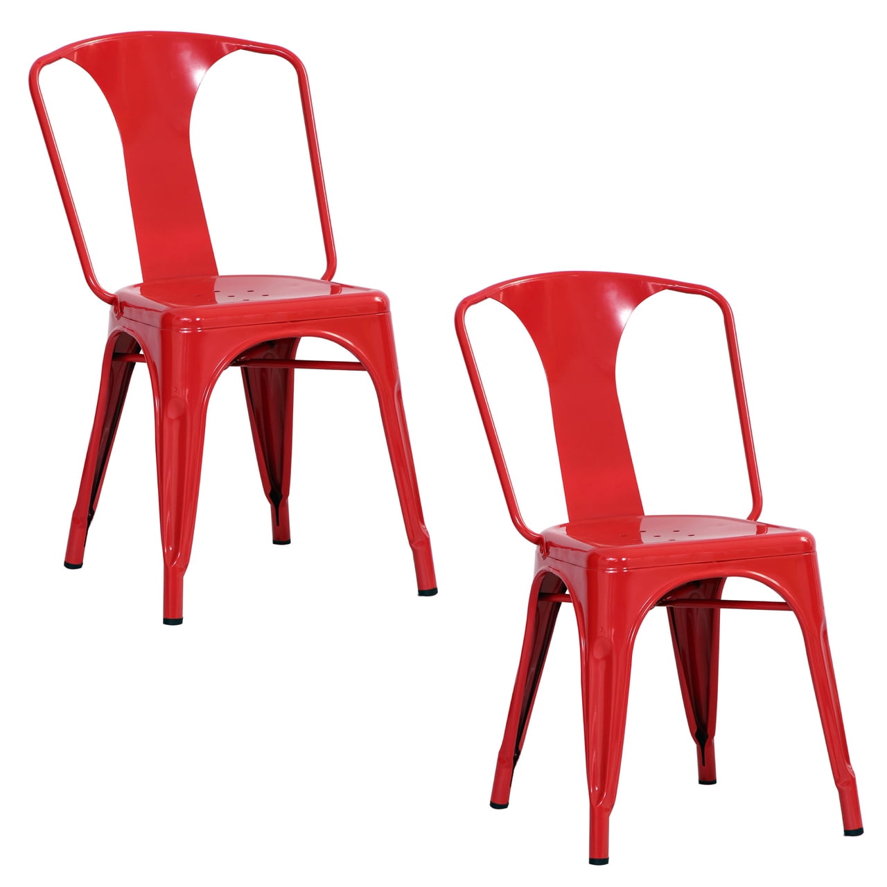 AmeriHome BS3530RSET 2 Piece Metal Dining Chair Set Red