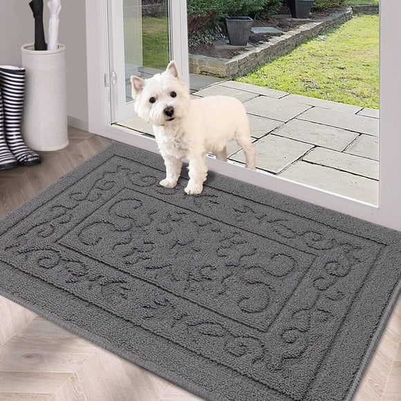 FONEYI Felpudo para puerta de interior, 32 x 48 pulgadas, antideslizante, con respaldo de goma, lavable a máquina, alfombra de entrada de perfil bajo, absorbente, atrapasuciedad, felpudo interior para