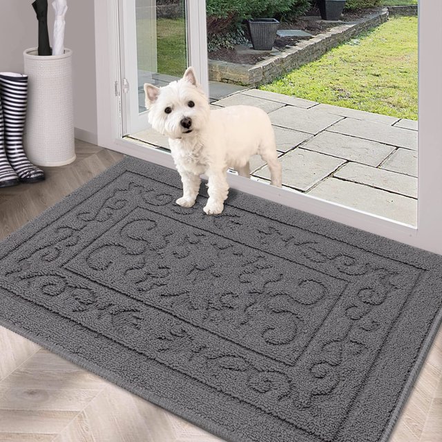 FONEYI Felpudo para puerta de interior, 32 x 48 pulgadas, antideslizante, con respaldo de goma, lavable a máquina, alfombra de entrada de perfil bajo, absorbente, atrapasuciedad, felpudo interior para